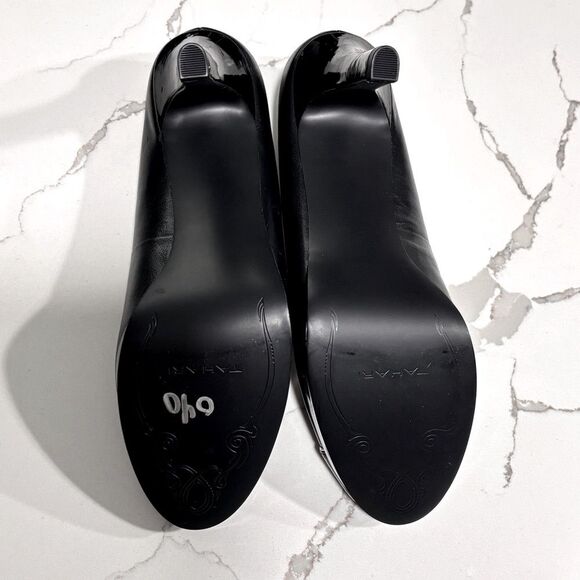 Tahari | Women’s Black Platform Contrast Leather Pump ‘Laurie’ - Picture 9 of 10
